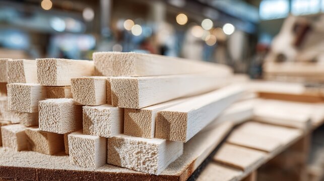 balsa. Neatly arranged precision-cut balsa wood pieces with natural textures in a workshop. safety posters, maintenance manuals, designed for precision metalworking and fabrication facilities.