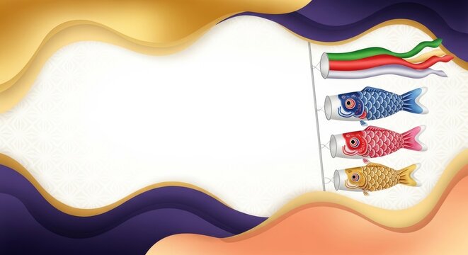 Japanese carp streamers and wavy borders