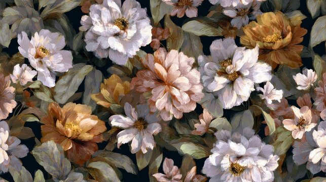 79.Concept = painted looking florals in a seamless pattern