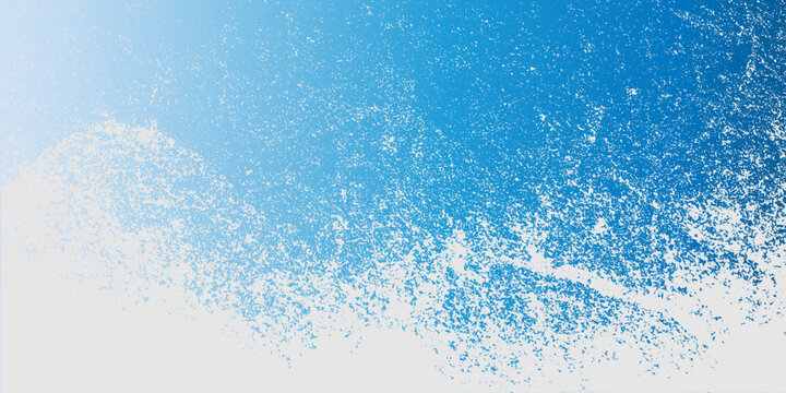 A clean, blue water splash wave creates a cold liquid texture backdrop with bubbles and wet drops, reminiscent of a crisp winter ice and snow pattern