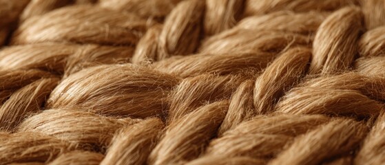 Fototapeta premium The Rope Braided Jute Close-Up Showing Natural Fibers and Textured Weave Detail