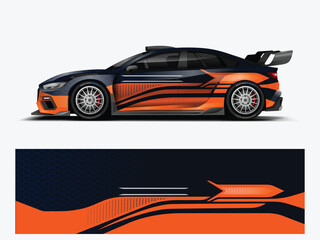 Orange Black Motorsport Racing Livery Kit for Sports Car Vector Design © black