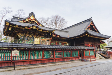 Fototapeta premium 日本：妻沼聖天山歓喜院／本殿（国宝・左）と拝殿／埼玉県熊谷市