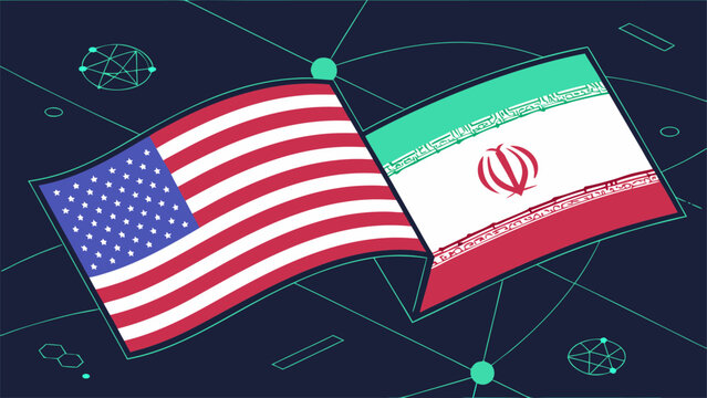 Middle East crisis concept showing Iran United States tensions, war risk, and international diplomatic conflict.
