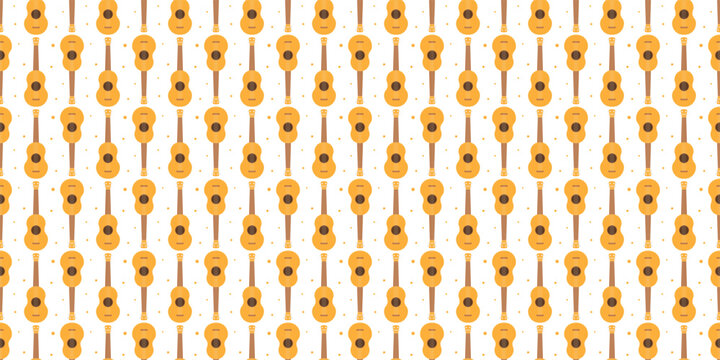 Ukulele seamless pattern for bright music backgrounds and cheerful surface design