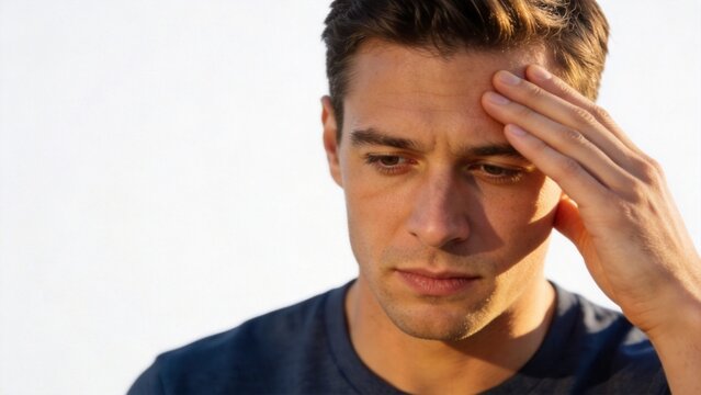 Man touching his forehead with hand