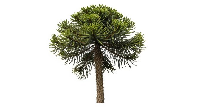 Monkey Puzzle Tree Isolated on White Background - Araucaria Araucana