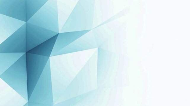 Abstract polygons in a white and light blue geometric background with slow moving crystal shapes.