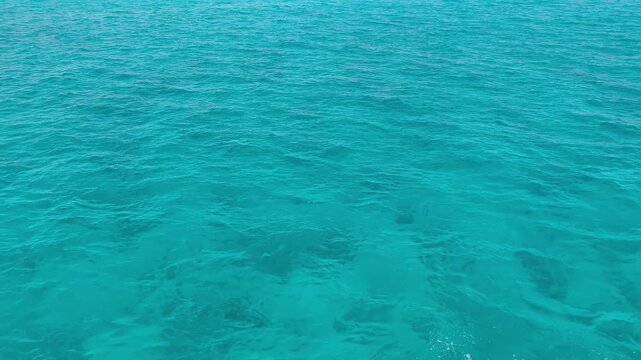 background with blue ripples and waves on the water surface. Waves reflecting light, a swimming pool, sea, ocean. Clear water, splashes, waves, viewed from above. Summer vacation, relaxation, weekend