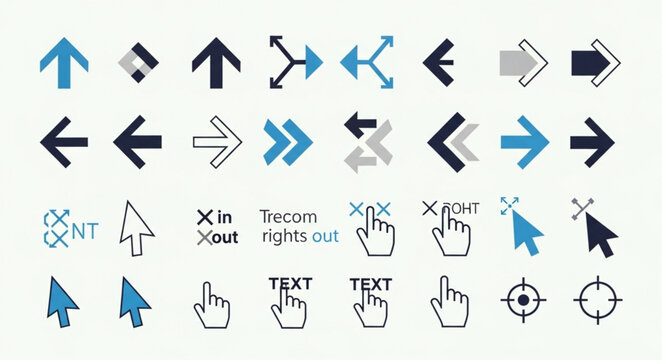 Collection of various arrow and cursor icons for digital interfaces.