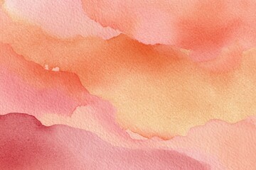 Fototapeta premium Abstract Coral Watercolor: Soft Horizontal Background with Gentle Color Bleeds
