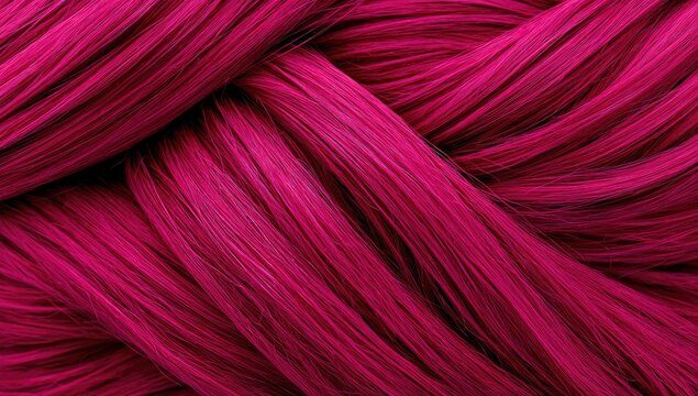 Vibrant, textured strands of bright pink synthetic hair braided closely together