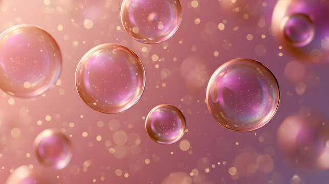 Elegant Pink and Purple Abstract Background with Soft Glowing Bubbles and Sparkling Bokeh Lights
