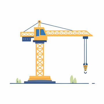 Yellow and Blue Tower Crane Illustration