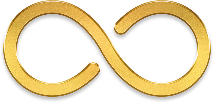 Luxury golden infinity symbol loop icon with metallic texture for eternal branding and limitless concepts