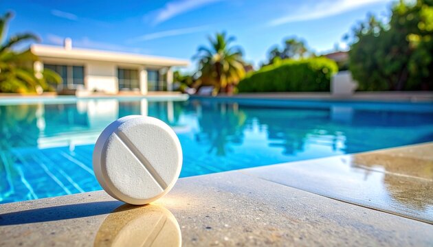 Chlorine tablet by the pool