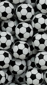 Soccer Balls Transition Filling Screen with alpha mask - 3D rendering