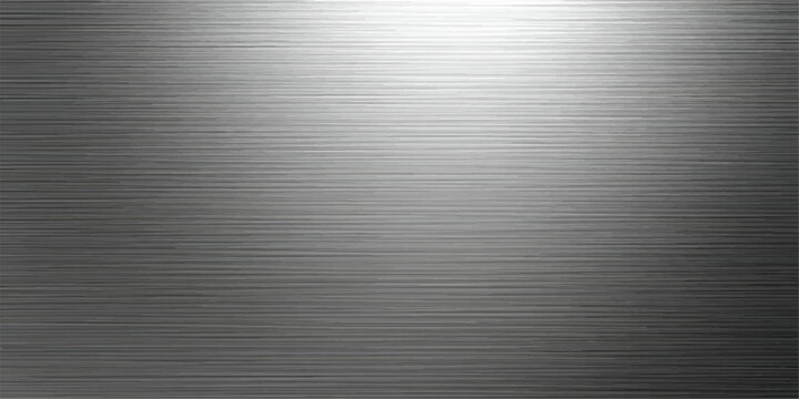 A dark gray brushed metal plate texture features a shiny stainless steel surface with an industrial silver metallic pattern suitable for a professional aluminum material wallpaper backdrop