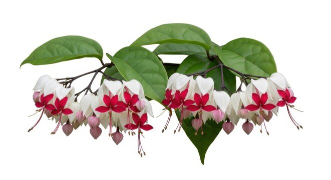 Bleeding Heart Vine Flowers Isolated White Background - Romantic Botanical Beauty