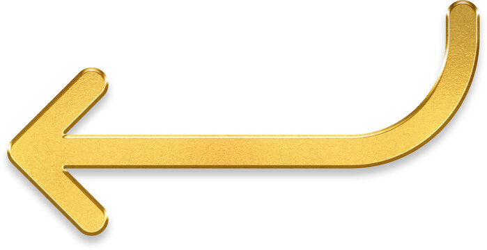 Luxury golden return up back arrow icon with metallic texture for navigation systems and undo actions