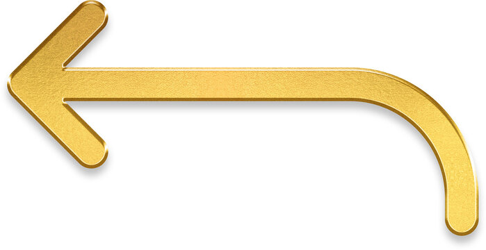 Premium golden return down back arrow icon with luxury metallic outline for app navigation and history reverse