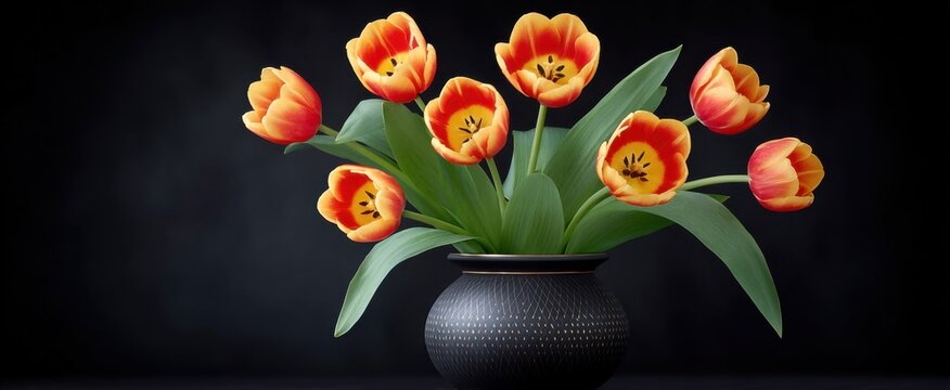 Bunga tulip cantik dalam vas perak menambah pesona elegan klasik pada ruanganmu.