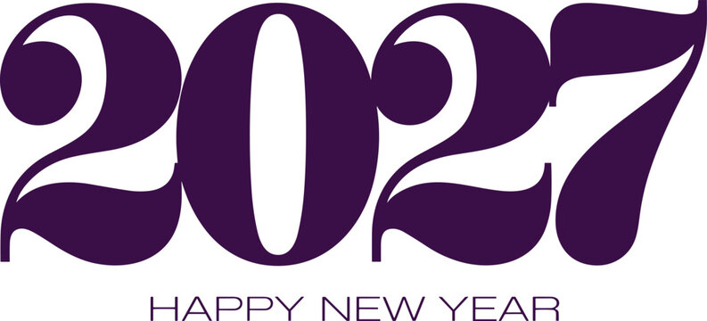 Colorful 2027 New Year Celebration Icon Set with Abstract Numbers and Festive Symbols for Seasonal Graphics and Designs
