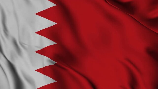 Realistic 3D animation of the red and white Bahrain flag waving in the wind