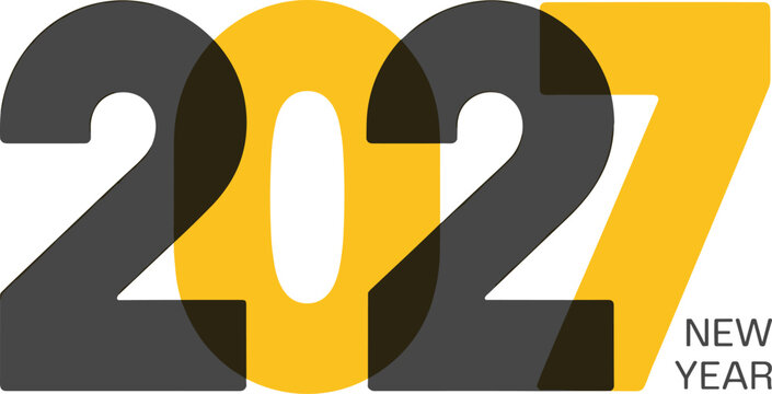 Geometric 2027 Celebration Icon Set with Abstract Shapes and Bold Color Blocks for Holiday Graphics and Designs