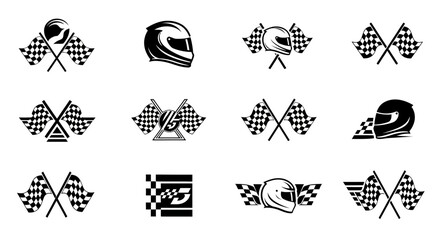 Racing Flag Motorcycle Logo Design © Kahiyang