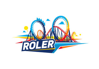 Vibrant roller coaster illustration for summer amusement park branding © Joan