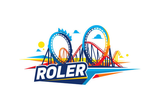 Vibrant roller coaster illustration for summer amusement park branding