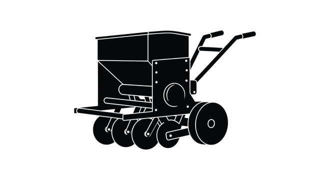 Seed spreader silhouette on a white background