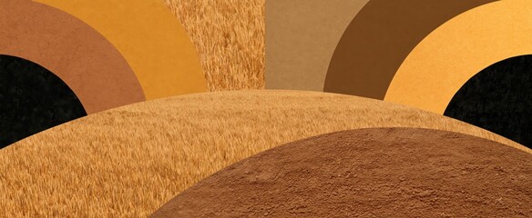 Fototapeta premium Golden brown autumn field texture background featuring barley oats and wheat collage.