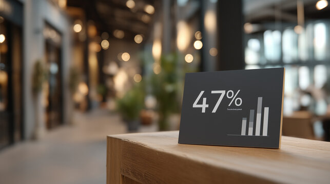Large bold infographic card displaying forty-seven percent productivity increase statistic with supporting bar micro-chart and source citation line in clean editorial layout for business strategy pr