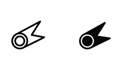 Abstract comet meteor space object icon set in outline and solid black style for astronomy science and cosmic themed branding © Minimalist