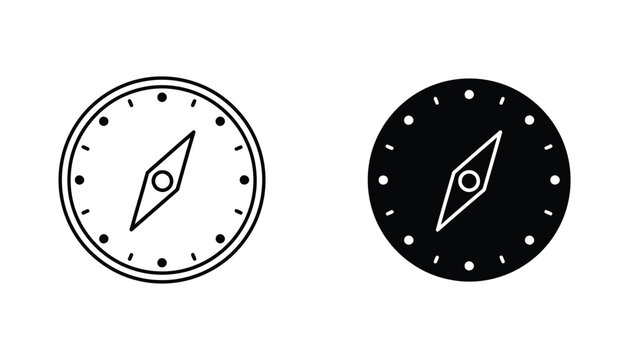 Navigation compass icon set featuring directional tool for exploration and cartography design projects in clean vector format