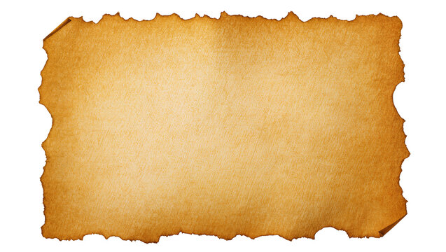 Aged burnt paper with torn edges, isolated on transparent background