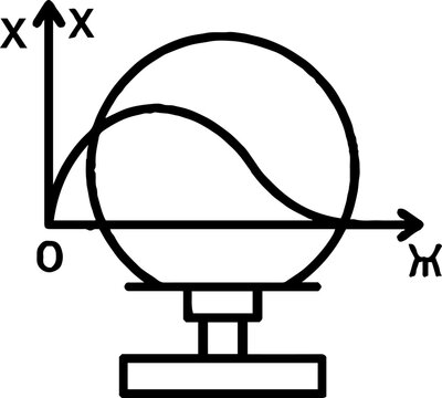 Mathematical function graph with spherical model line art