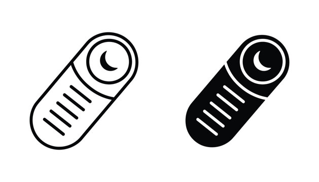 Night mode sleep icon featuring crescent moon and horizontal bars for mobile interface and system settings design elements