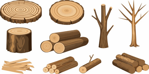 wood logs and tree trunks in various forms © BelaRani