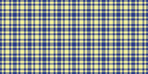Naklejka premium Finish texture textile tartan, jacket fabric pattern seamless. 1950s check vector plaid background in blue and yellow colors.