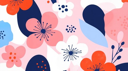 Fototapeta premium Elegant Contemporary Pastel Floral Background with Stylish Flower Icons for Feminine Digital Designs