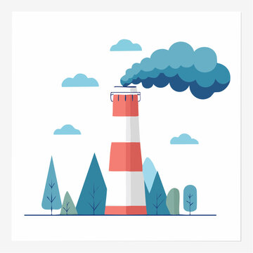 Industrial Chimney Emitting Smoke