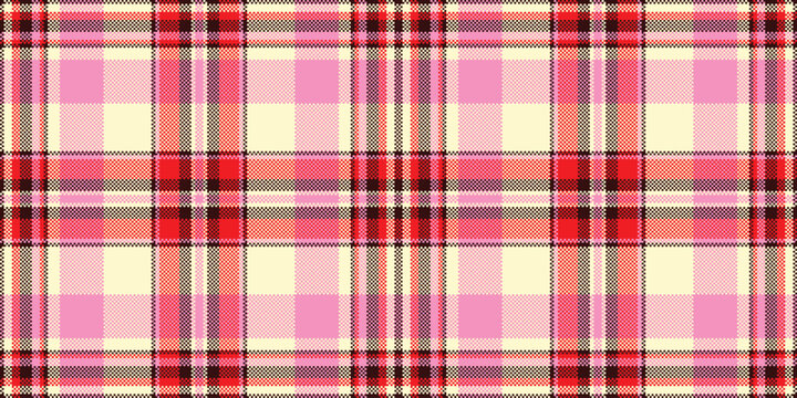 T-shirt vector textile fabric, christmas texture check seamless. Elegant plaid tartan pattern background in lemon chiffon and pink colors.
