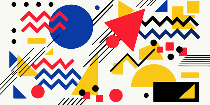 Abstract Geometric Composition: Dynamic interplay of shapes, colors, and lines creates a vibrant visual narrative, showcasing the elegance of geometry