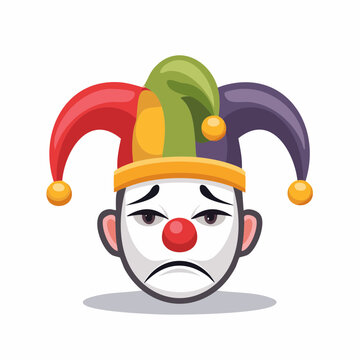 Sad Clown Face with Jester Hat