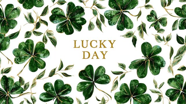 Lucky Day clover wreath gold text eco celebration sustainability awareness clarity resilience inspiration balance unity compassion transformation environment prosperity