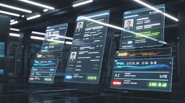 Digital recruitment interface analyzing resumes with artificial intelligence representing automated hiring and candidate evaluation systems