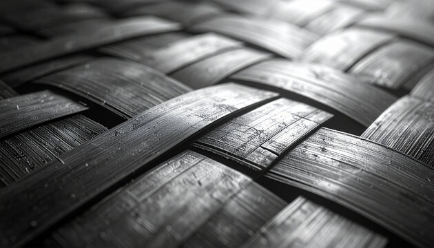 Close-up macro shot of a dark, textured woven material, possibly carbon fiber, showing intricate basketweave pattern and surface reflections.